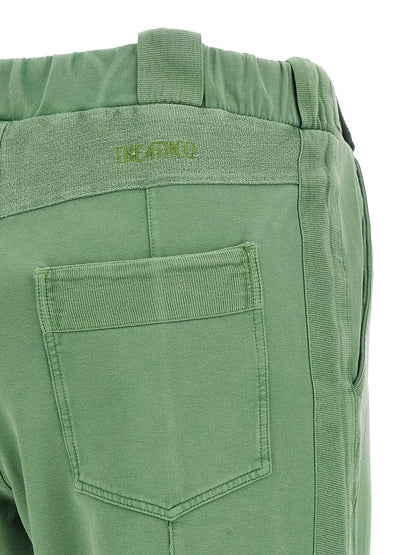 The Attico Bicolor Cotton Casual Pants - Green