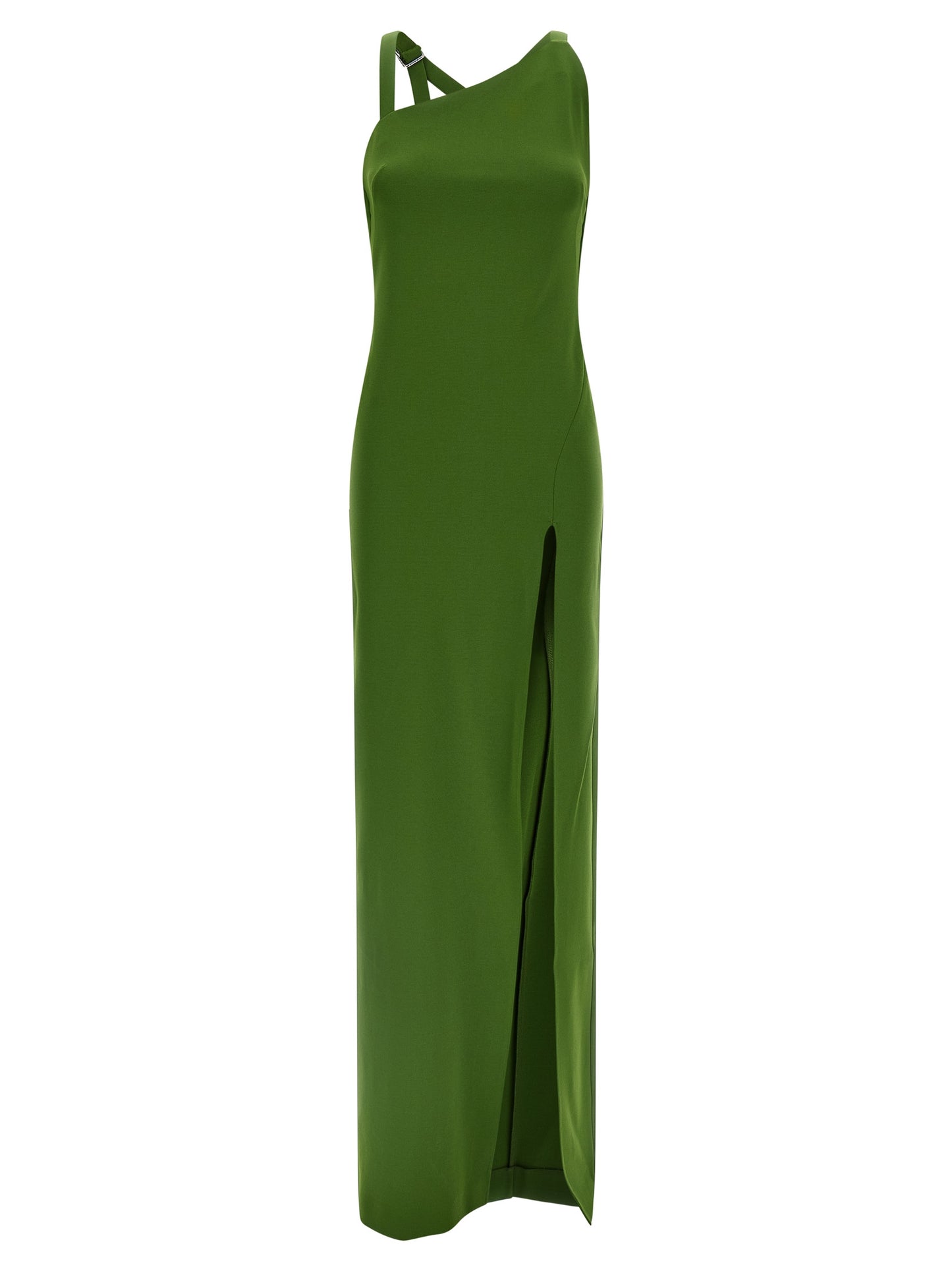 The Attico Bicolor Viscose Long Dress in Green
