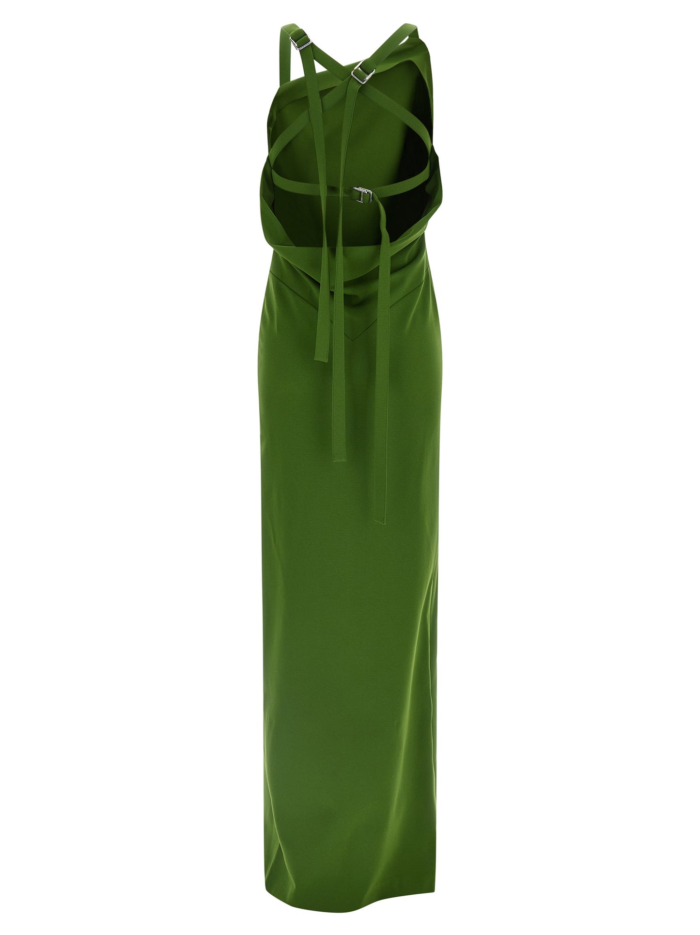 The Attico Bicolor Viscose Long Dress in Green