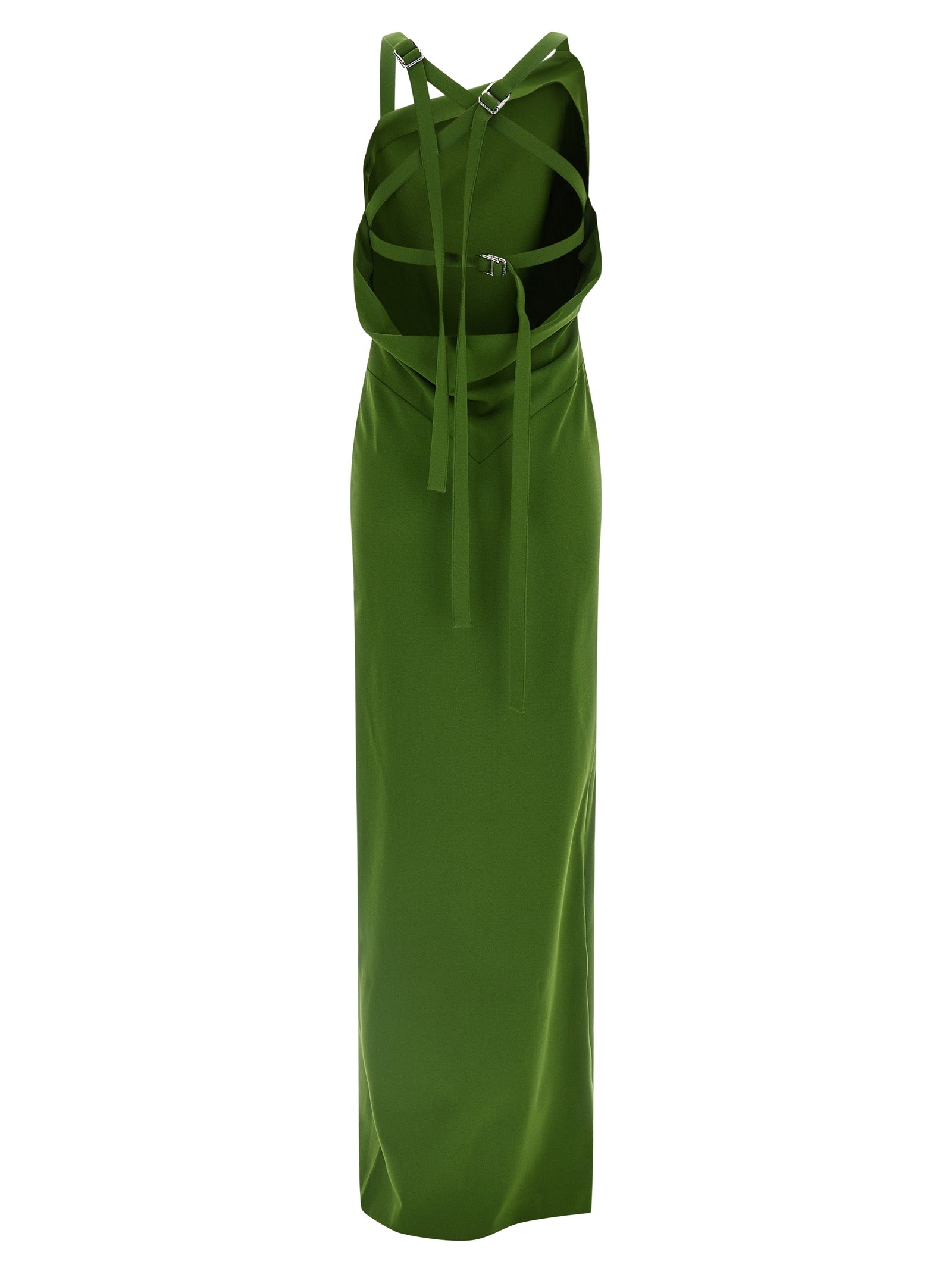 The Attico Bicolor Viscose Long Dress in Green
