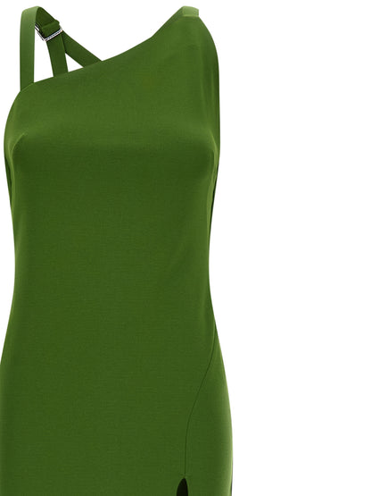 The Attico Bicolor Viscose Long Dress in Green