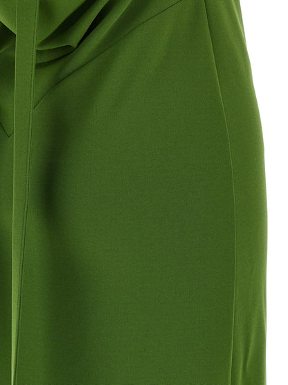 The Attico Bicolor Viscose Long Dress in Green