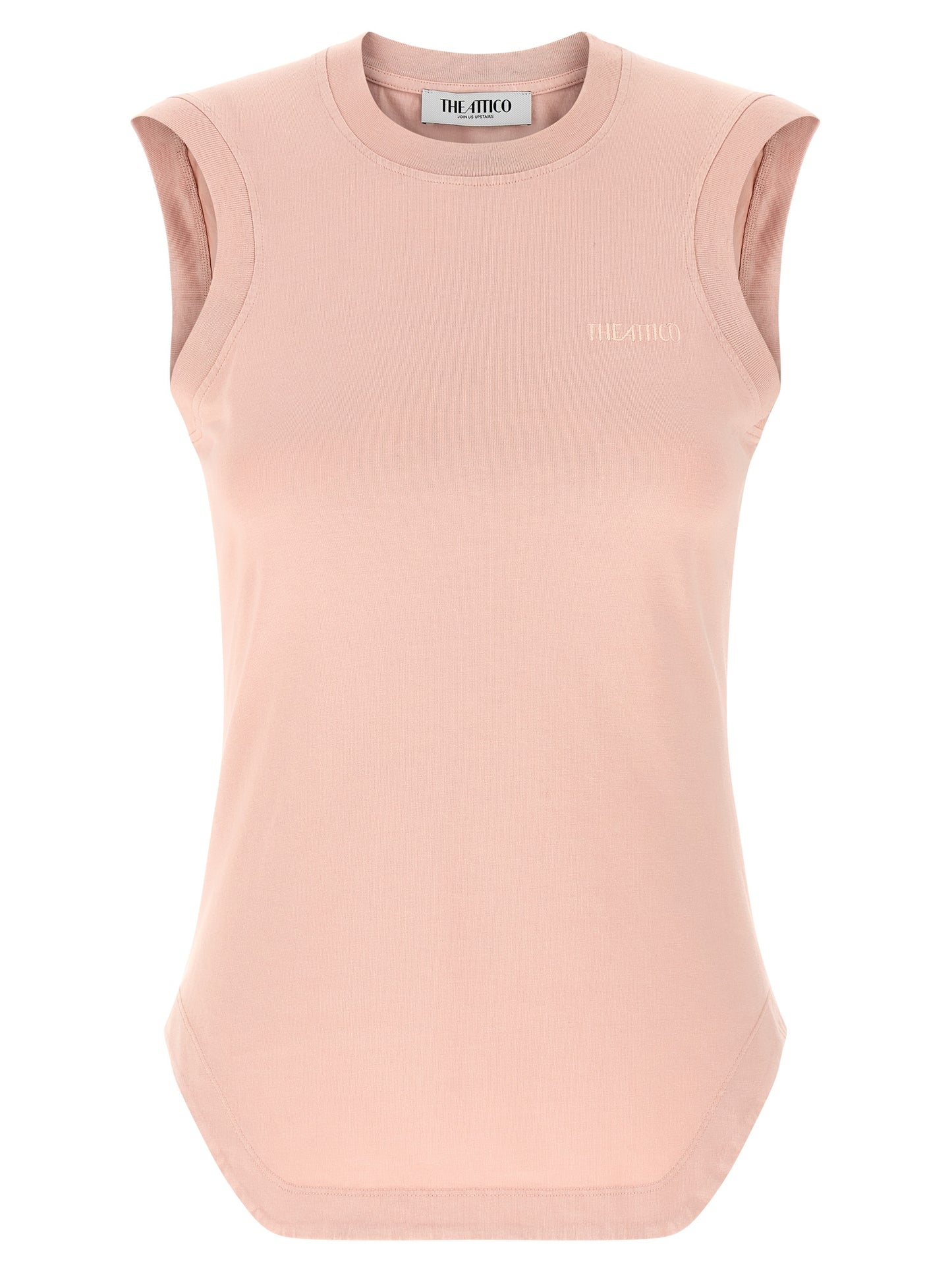 The Attico Multicolor Cotton Sleeveless T-Shirt in Pink