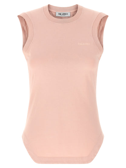 The Attico Multicolor Cotton Sleeveless T-Shirt in Pink