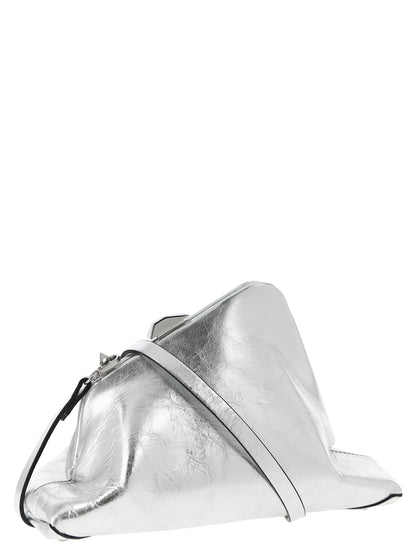 The Attico Silver Calfskin Clutch Bag