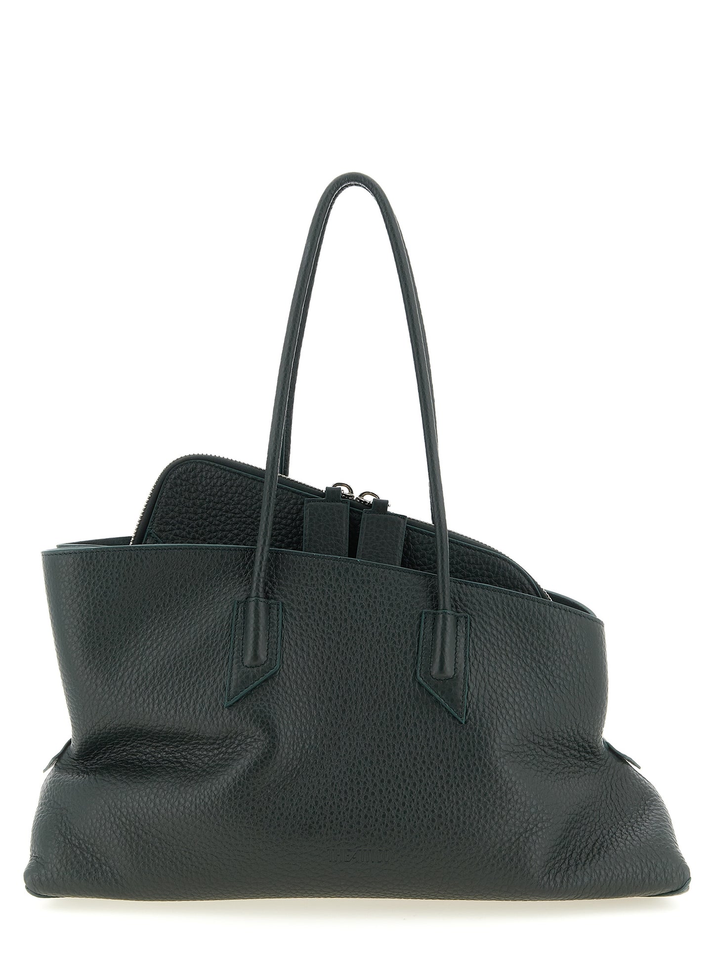 The Attico La Passeggiata Medium Bicolor Calfskin Shoulder Bag in Green