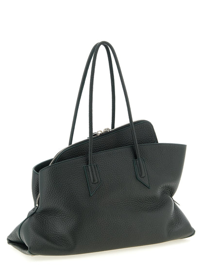 The Attico La Passeggiata Medium Bicolor Calfskin Shoulder Bag in Green