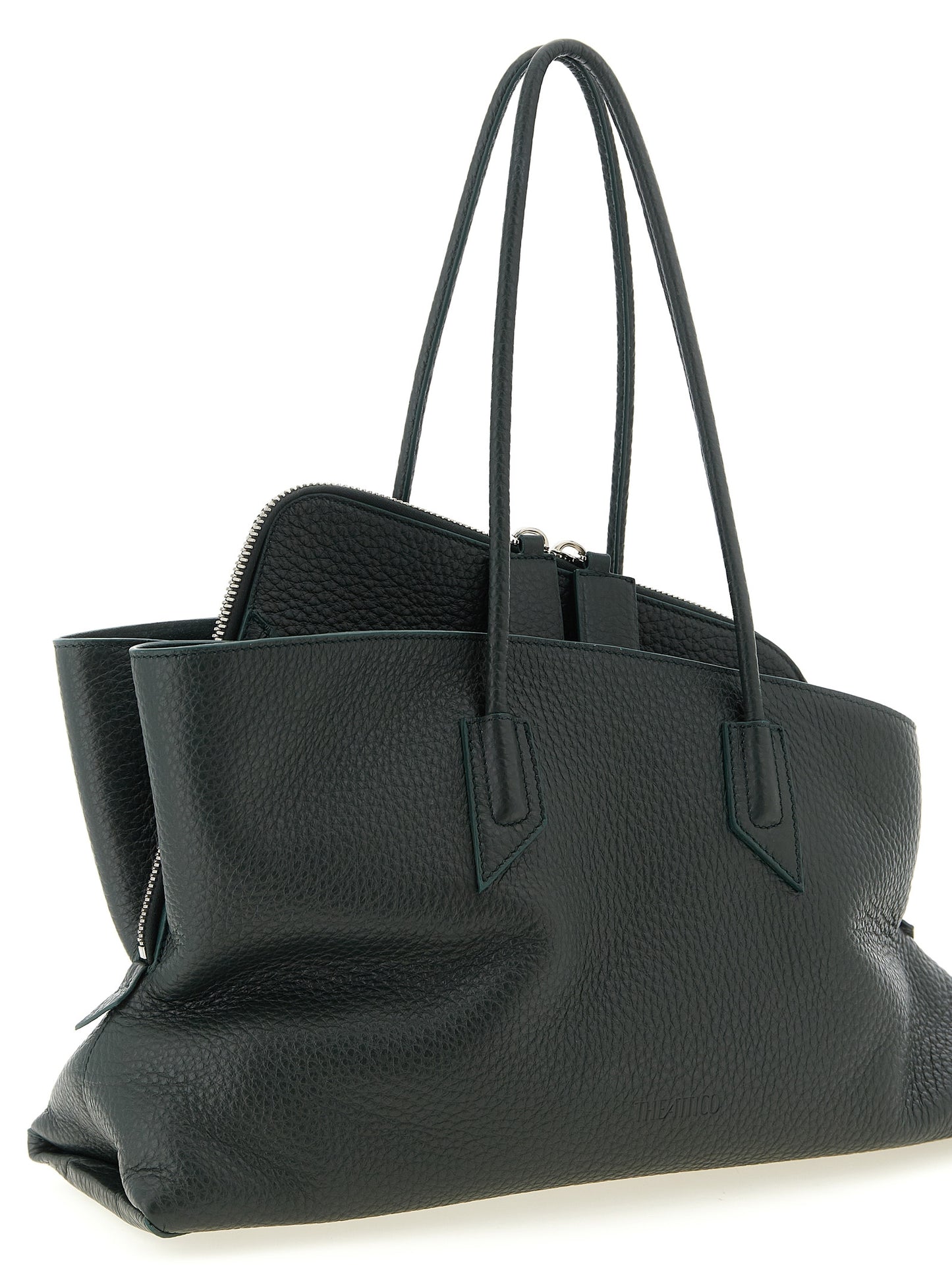The Attico La Passeggiata Medium Bicolor Calfskin Shoulder Bag in Green