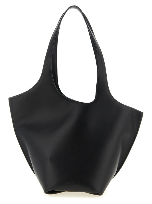 The Attico La Scoop Medium Black Calfskin Shoulder Bag