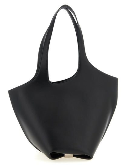 The Attico La Scoop Medium Black Calfskin Shoulder Bag