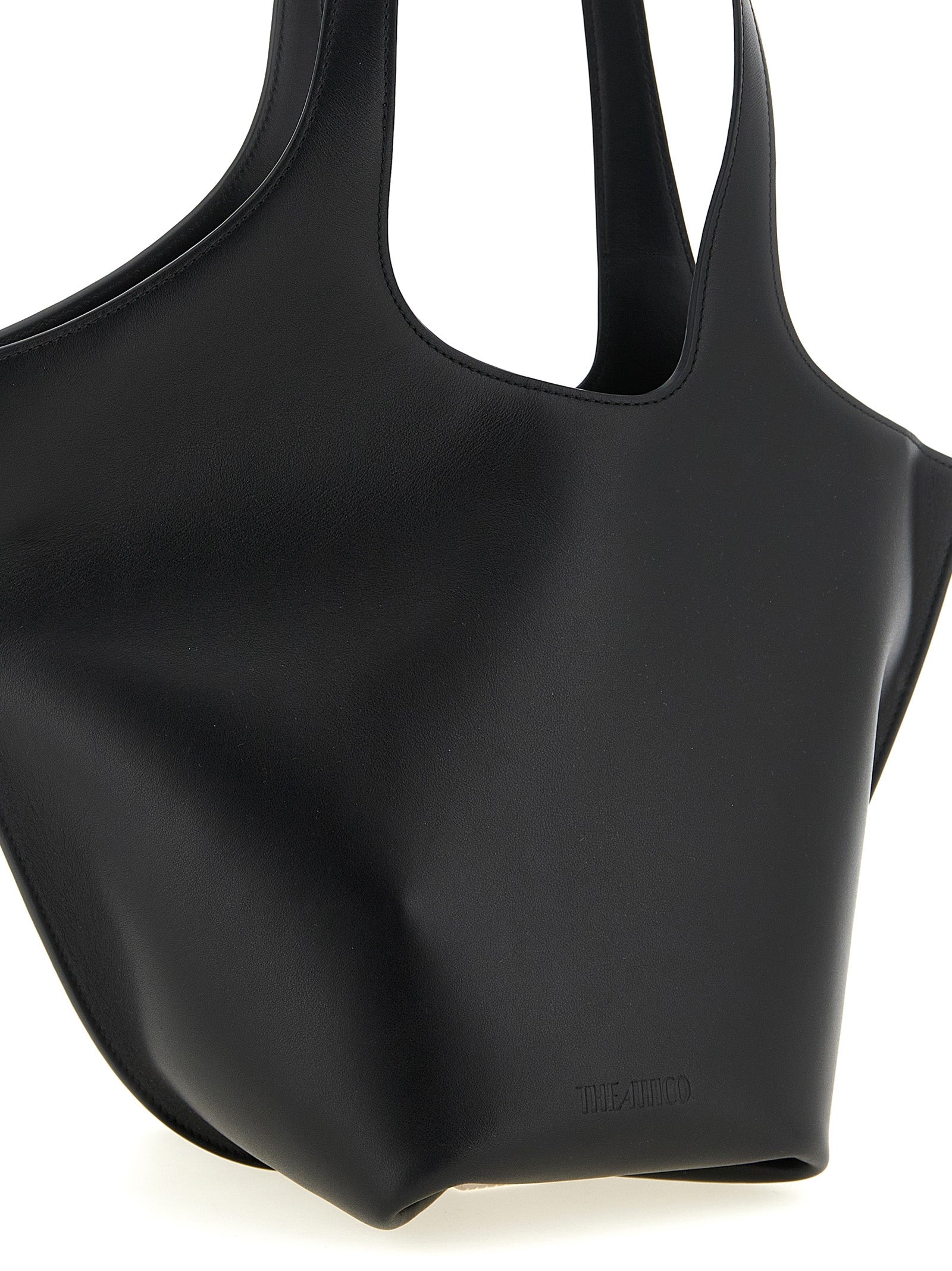 The Attico La Scoop Medium Black Calfskin Shoulder Bag