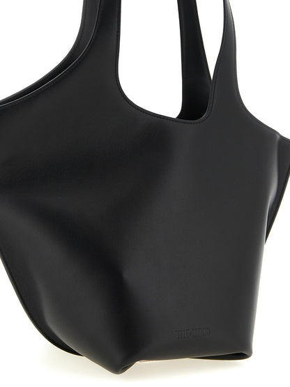 The Attico La Scoop Medium Black Calfskin Shoulder Bag