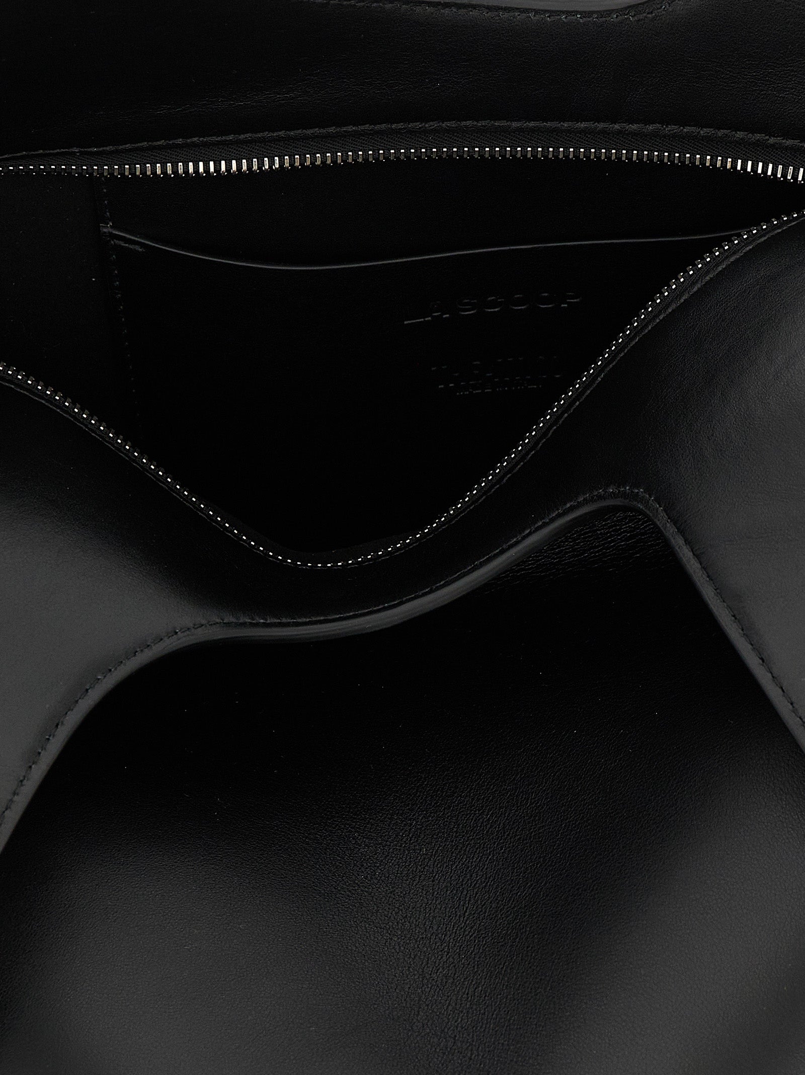 The Attico La Scoop Medium Black Calfskin Shoulder Bag