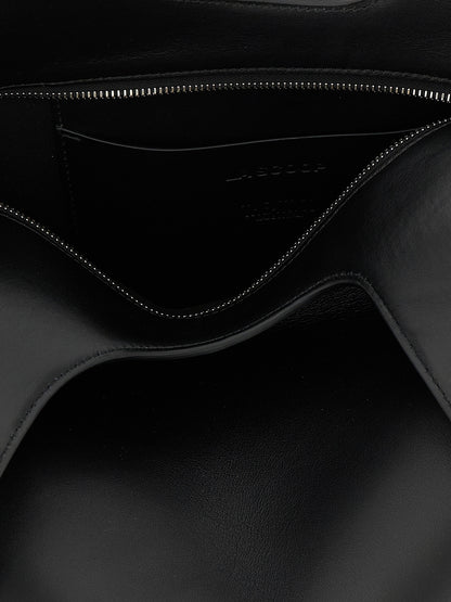 The Attico La Scoop Medium Black Calfskin Shoulder Bag
