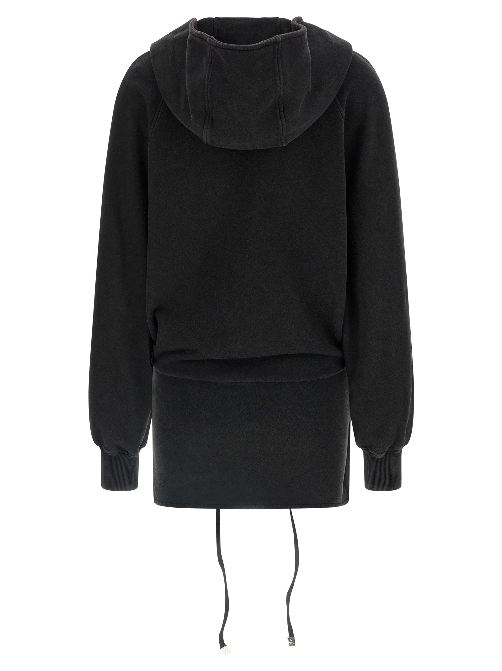 The Attico Black Faded American Fleece Hooded Mini Dress