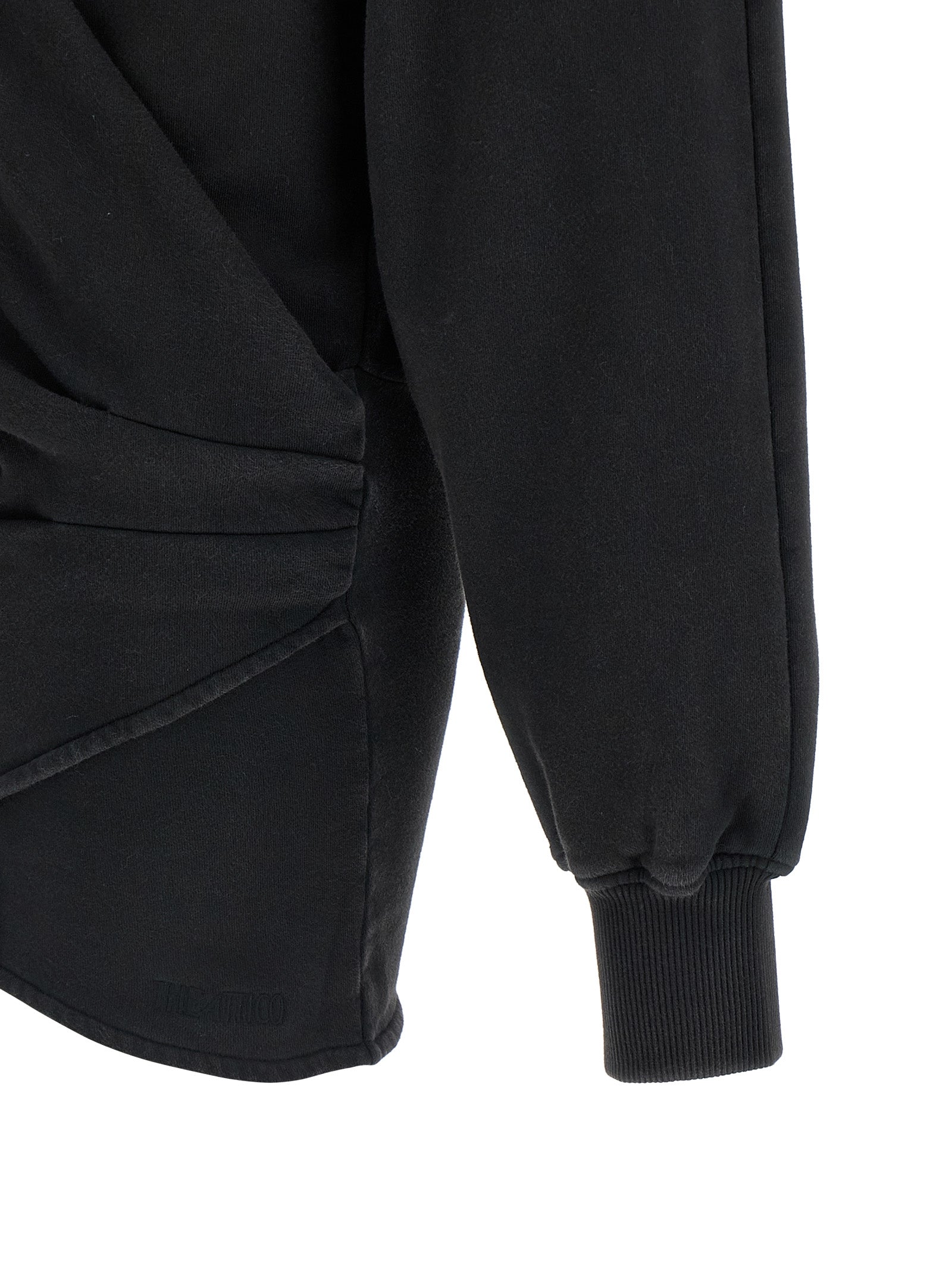 The Attico Black Faded American Fleece Hooded Mini Dress