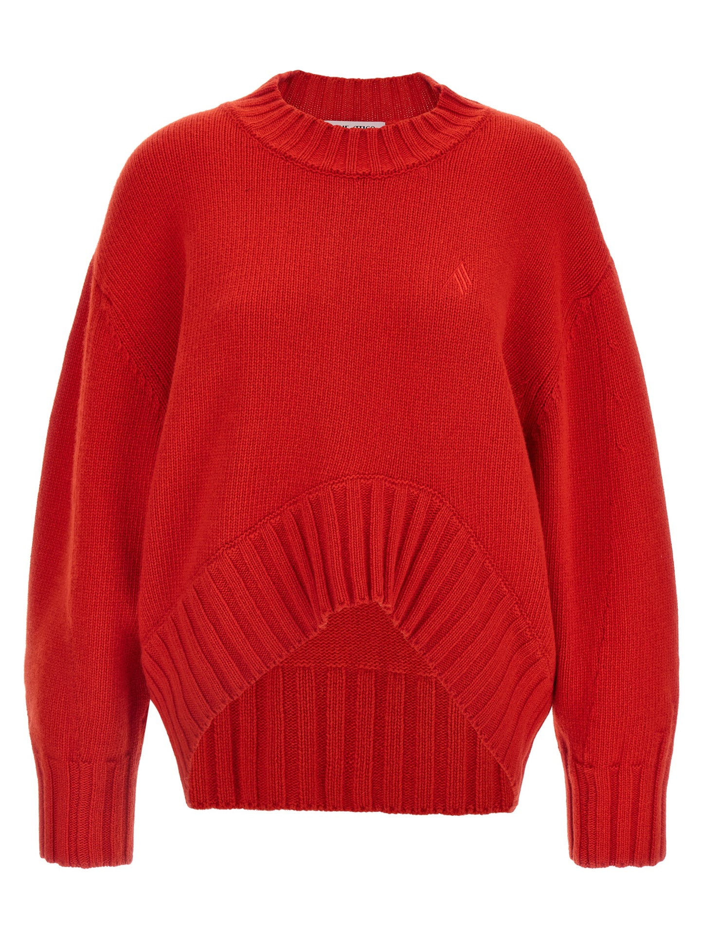 The Attico Multicolor Virgin Wool Cardigan in Red