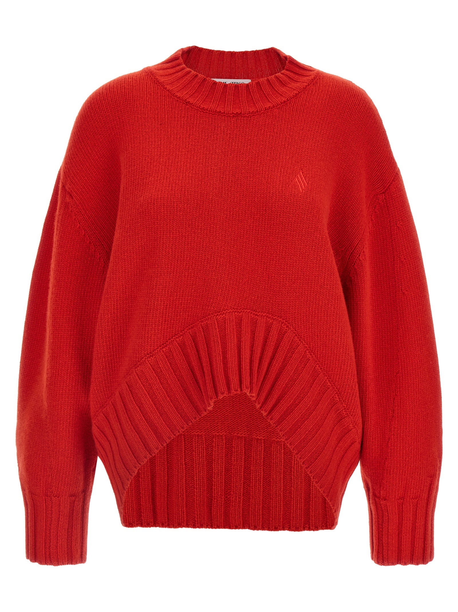 The Attico Multicolor Virgin Wool Cardigan in Red