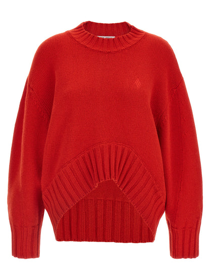 The Attico Multicolor Virgin Wool Cardigan in Red