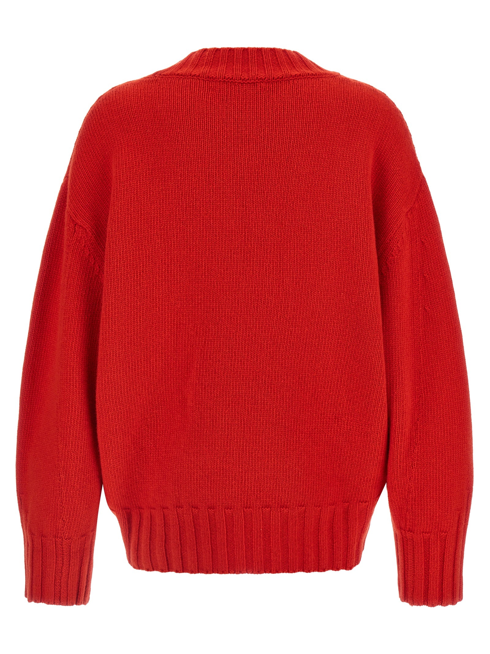 The Attico Multicolor Virgin Wool Cardigan in Red