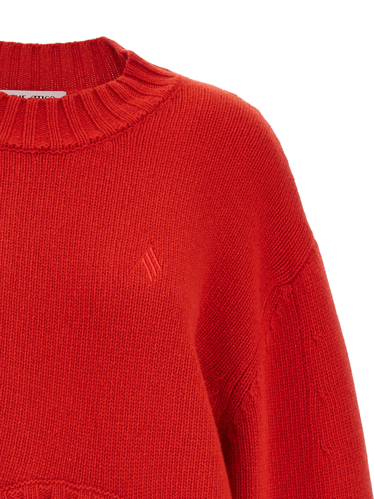 The Attico Multicolor Virgin Wool Cardigan in Red