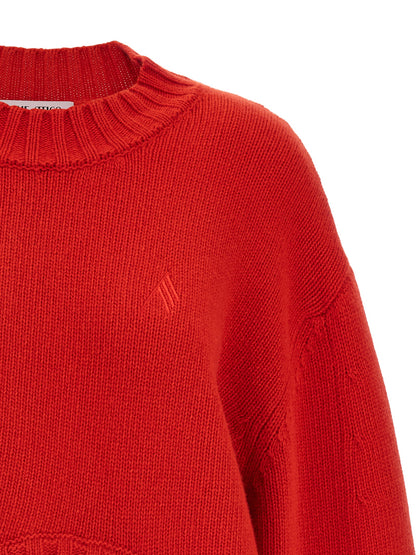 The Attico Multicolor Virgin Wool Cardigan in Red