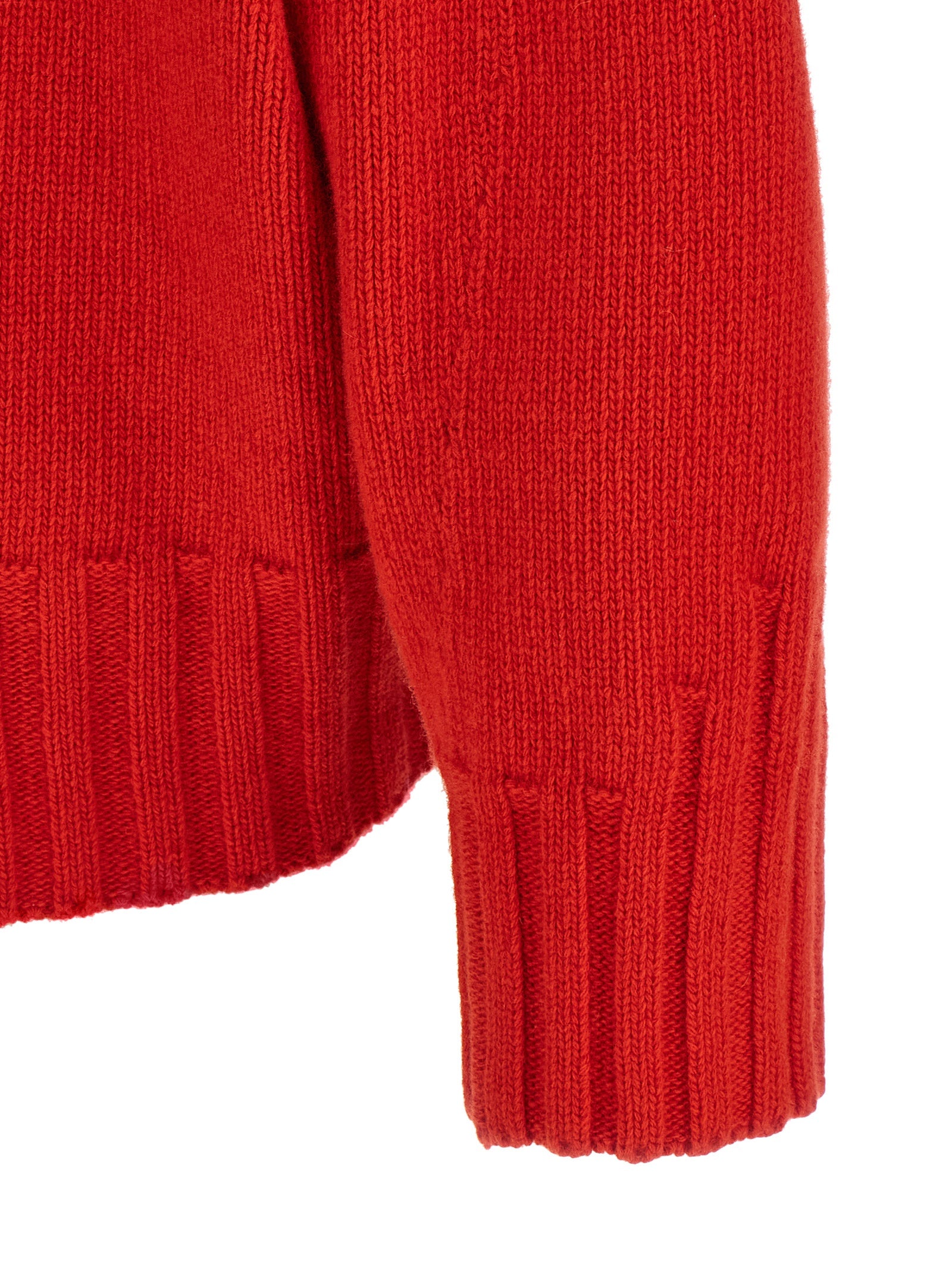 The Attico Multicolor Virgin Wool Cardigan in Red