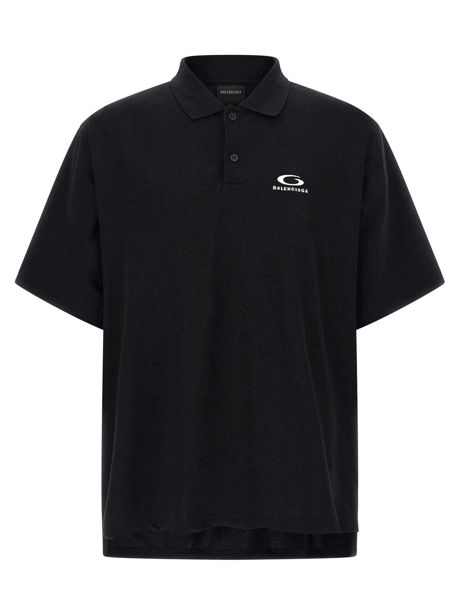 Balenciaga Black Cotton Piqué Polo Shirt