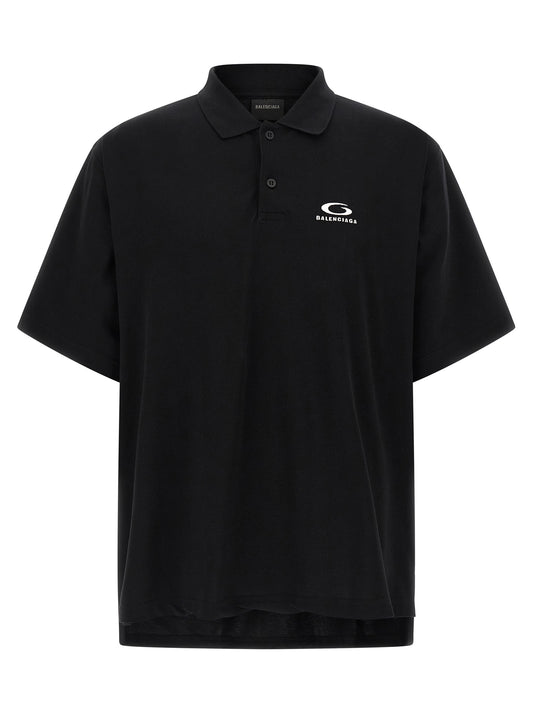 Balenciaga Black Cotton Piqué Polo Shirt