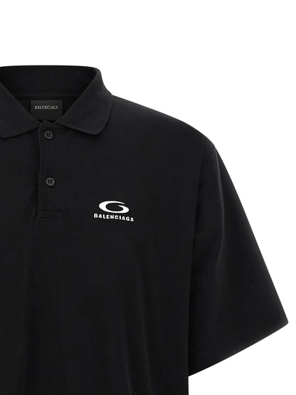 Balenciaga Black Cotton Piqué Polo Shirt