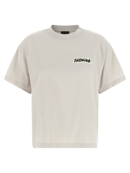Balenciaga Gray Cotton "Masking Tape" T-Shirt
