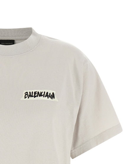 Balenciaga Gray Cotton "Masking Tape" T-Shirt