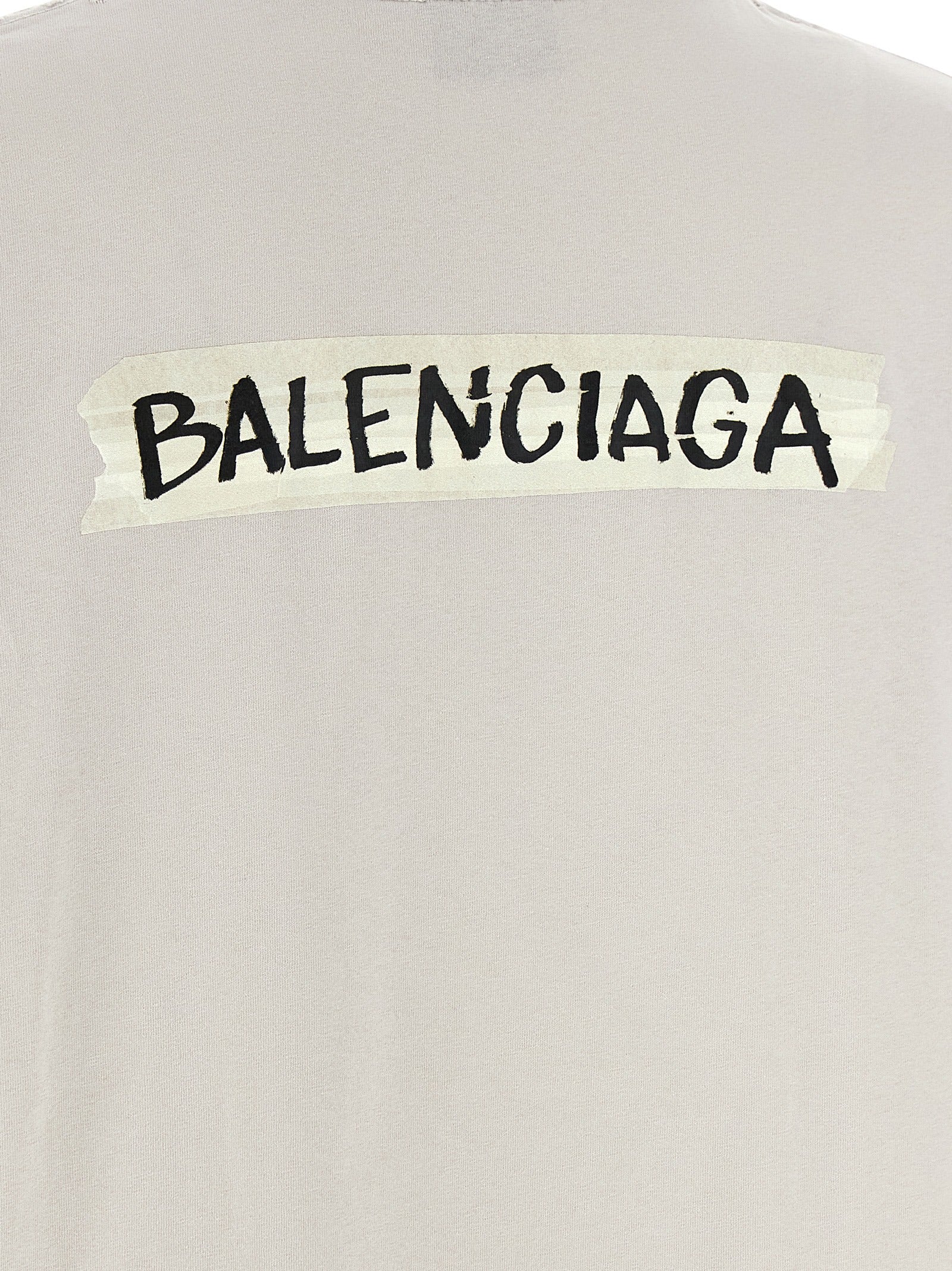 Balenciaga Gray Cotton "Masking Tape" T-Shirt