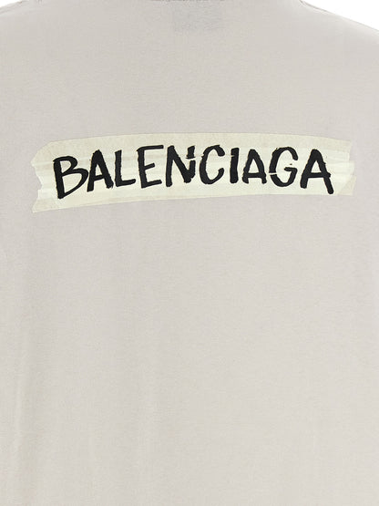 Balenciaga Gray Cotton "Masking Tape" T-Shirt