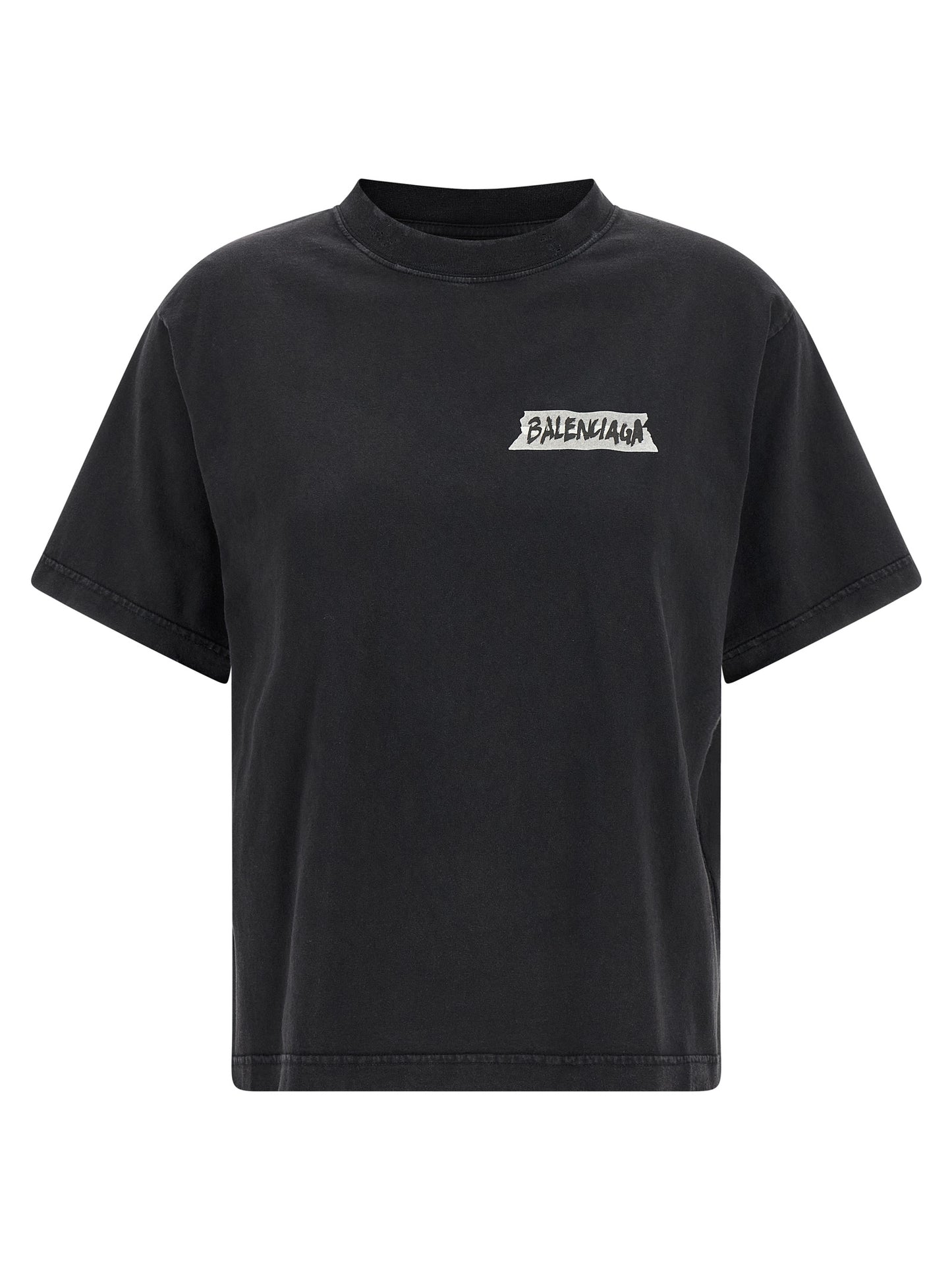 Balenciaga Black Cotton T-Shirt - Masking Tape