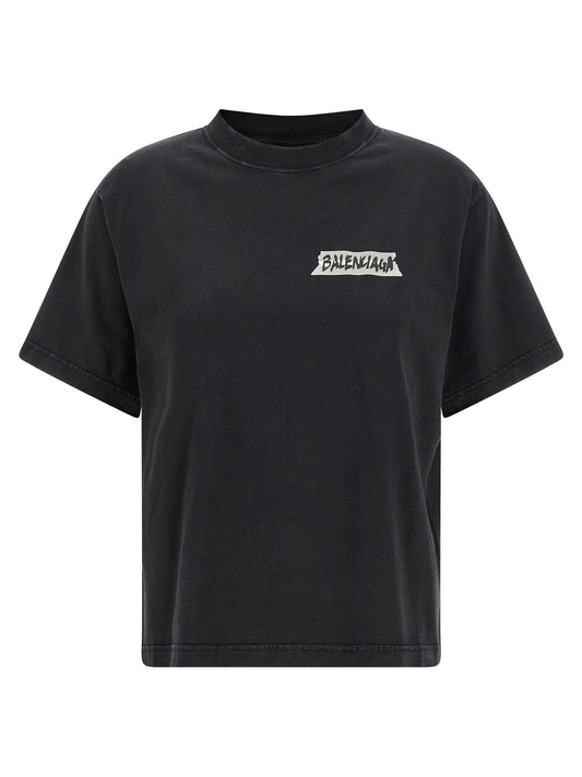 Balenciaga Black Cotton T-Shirt - Masking Tape