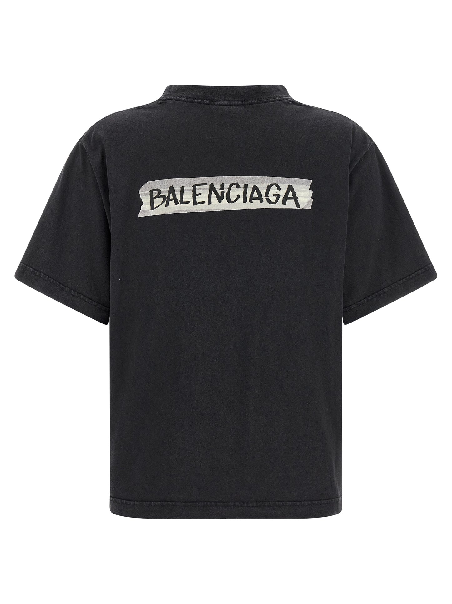 Balenciaga Black Cotton T-Shirt - Masking Tape