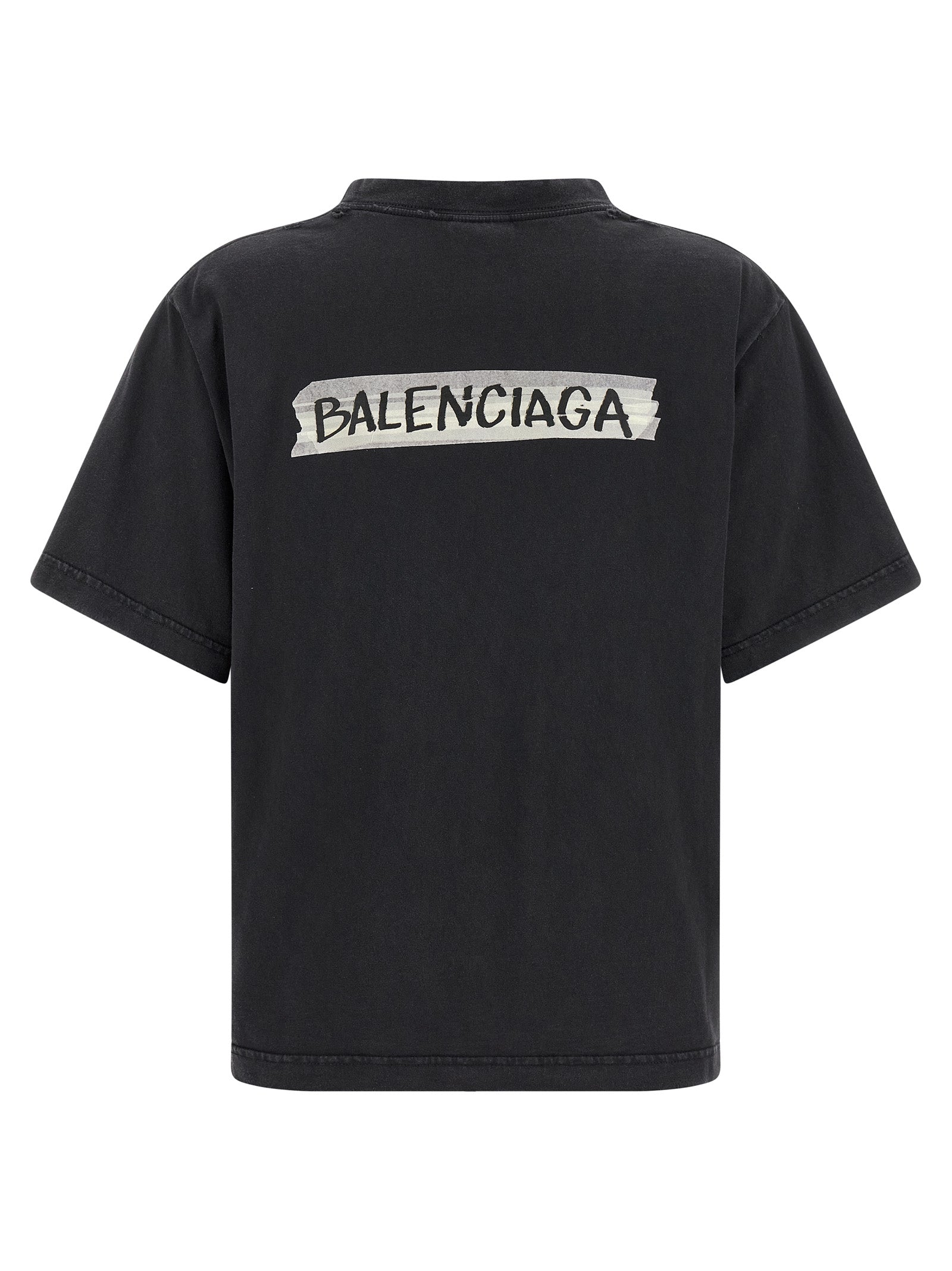 Balenciaga Black Cotton T-Shirt - Masking Tape