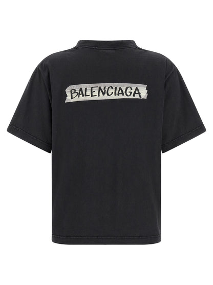 Balenciaga Black Cotton T-Shirt - Masking Tape