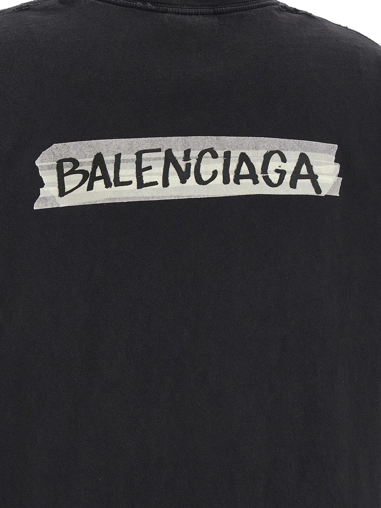 Balenciaga Black Cotton T-Shirt - Masking Tape