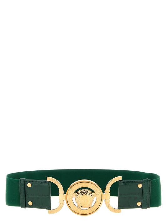 Versace Bicolor Calfskin Leather Regular Belt in Green