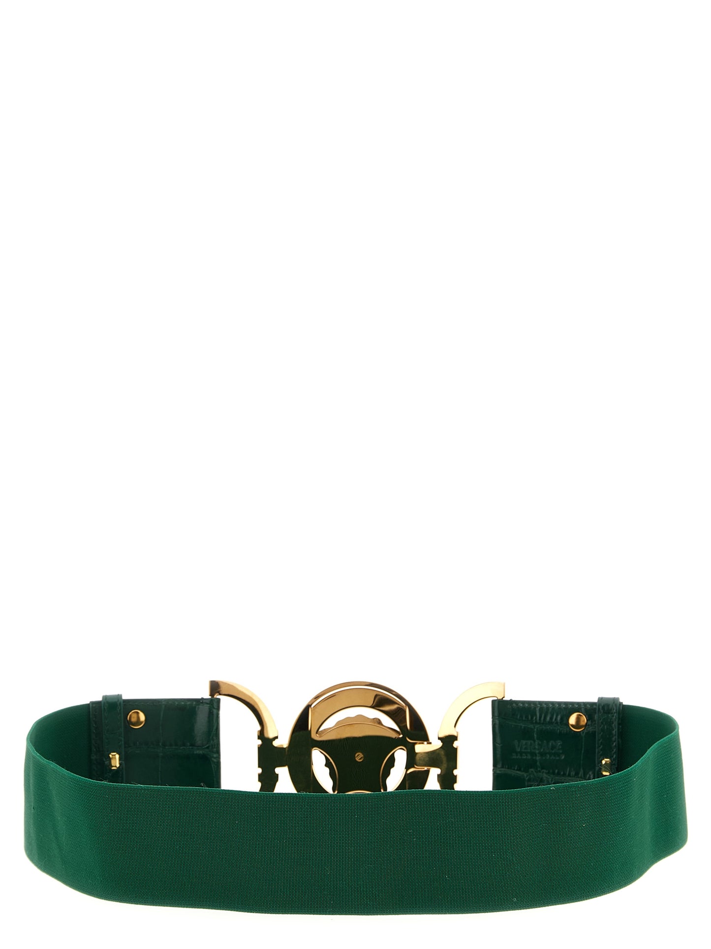 Versace Bicolor Calfskin Leather Regular Belt in Green