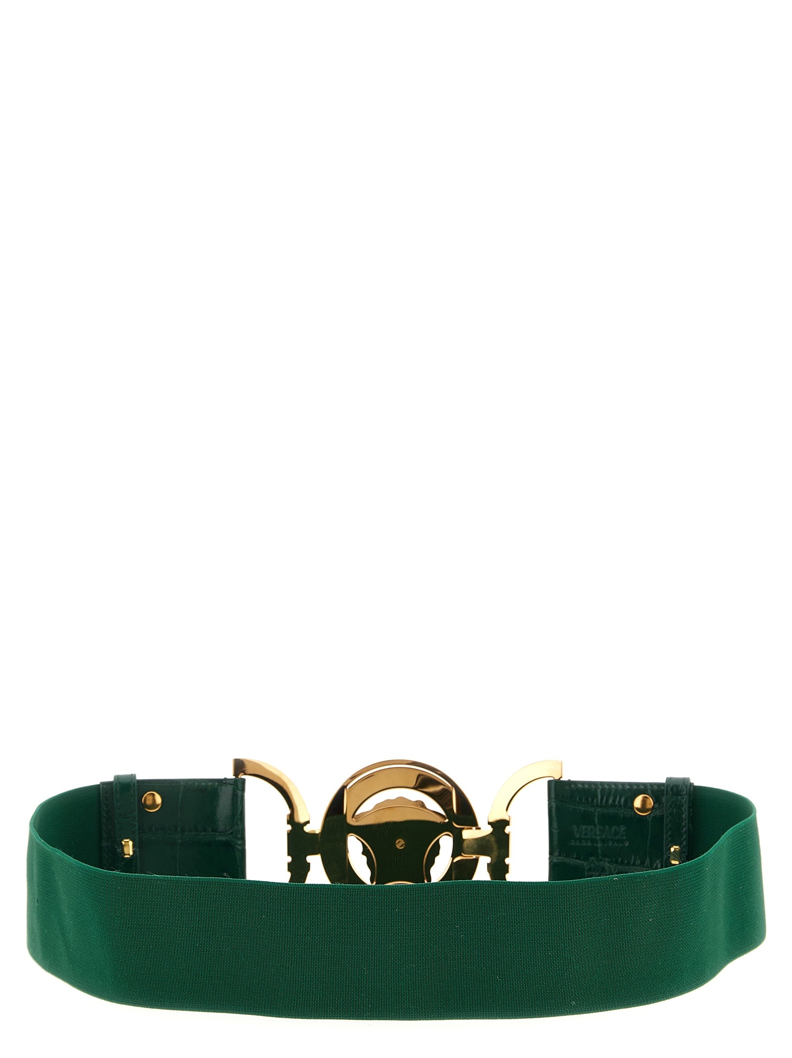 Versace Bicolor Calfskin Leather Regular Belt in Green