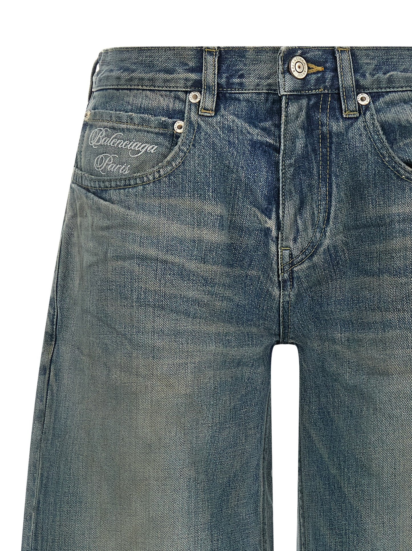 Balenciaga Baggy Outback Cotton Denim Jeans - Blue