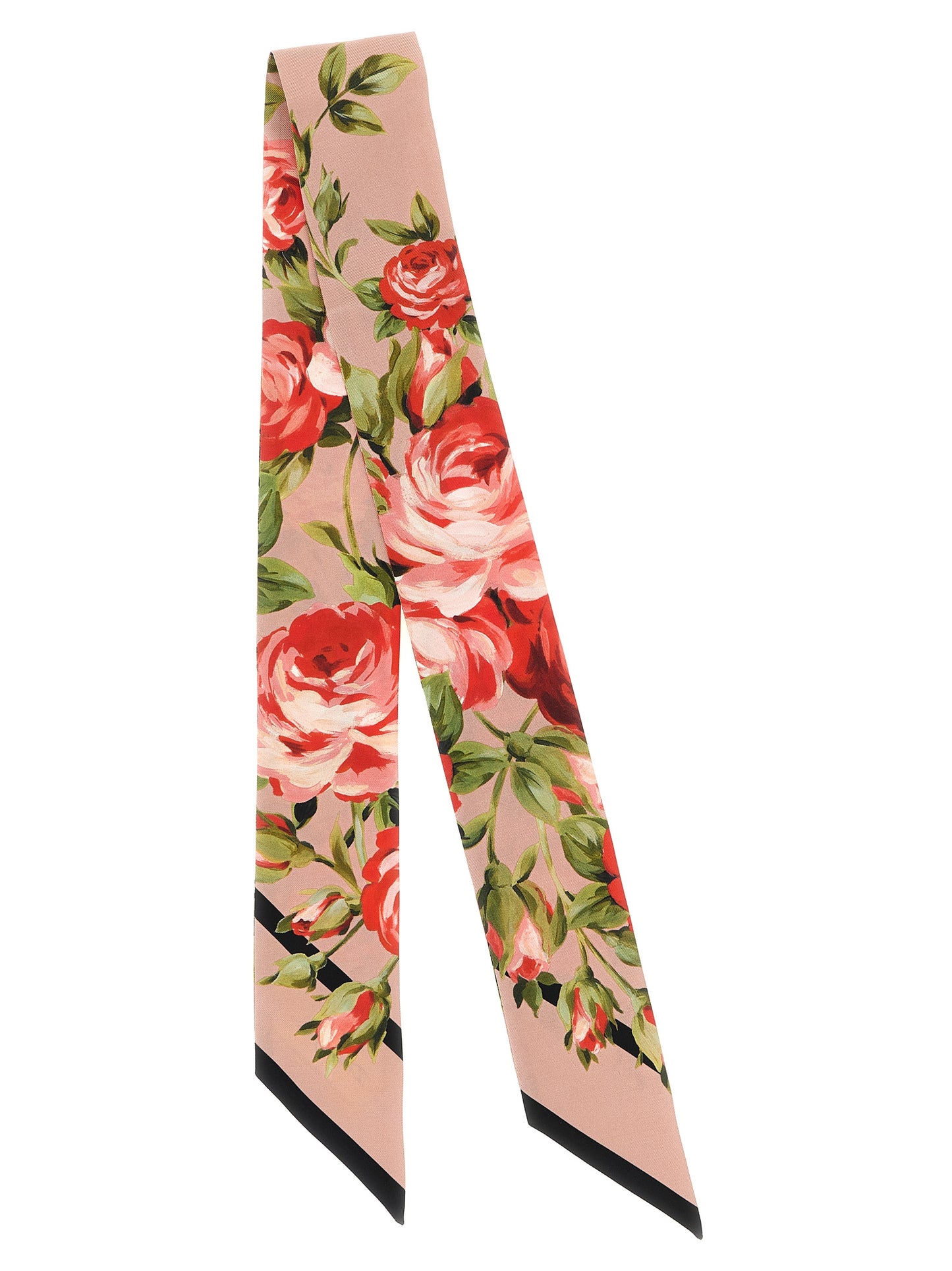 Dolce & Gabbana Rose Bouquet-Print Silk Twill Bandeau Scarf