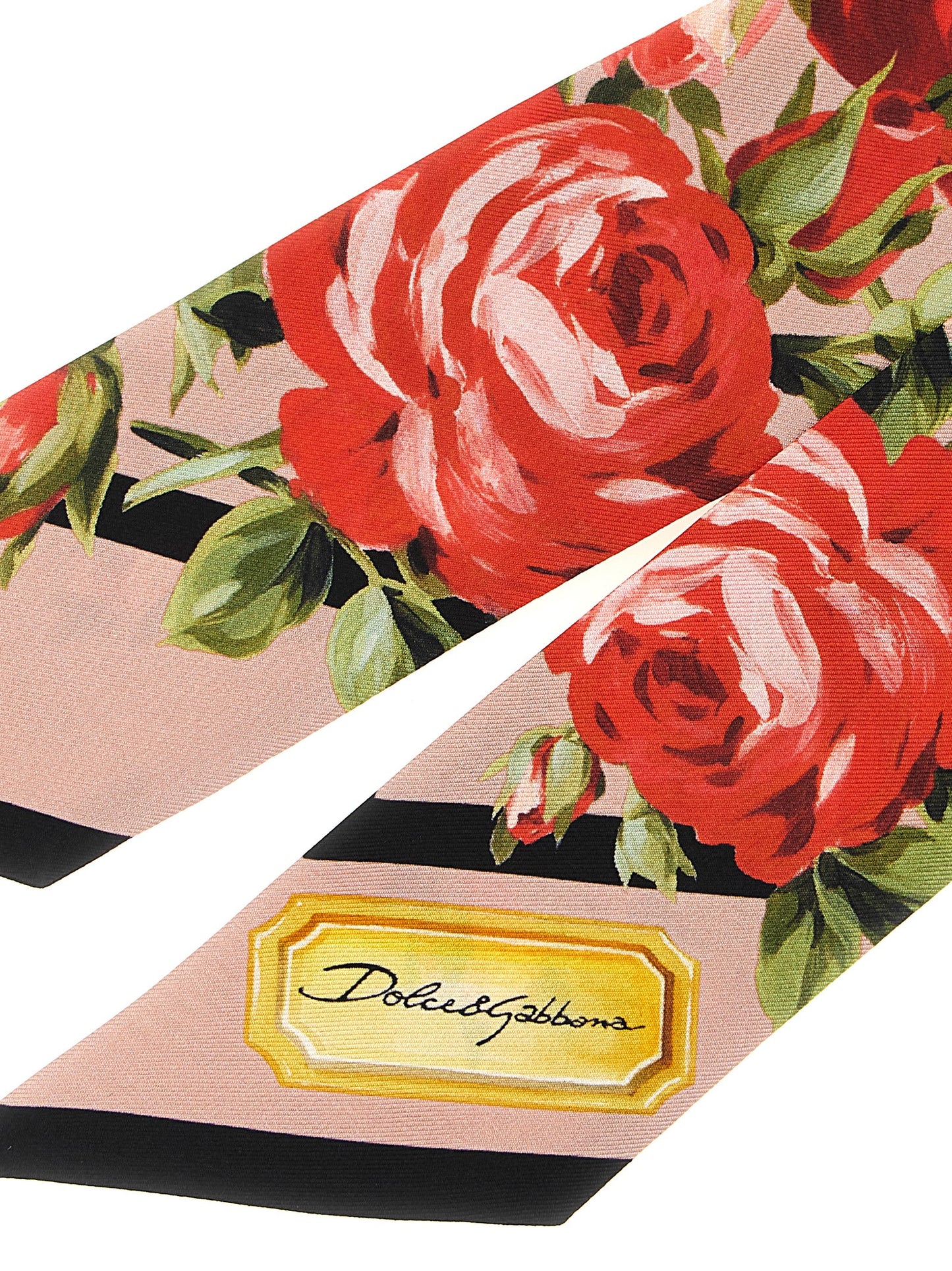 Dolce & Gabbana Rose Bouquet-Print Silk Twill Bandeau Scarf