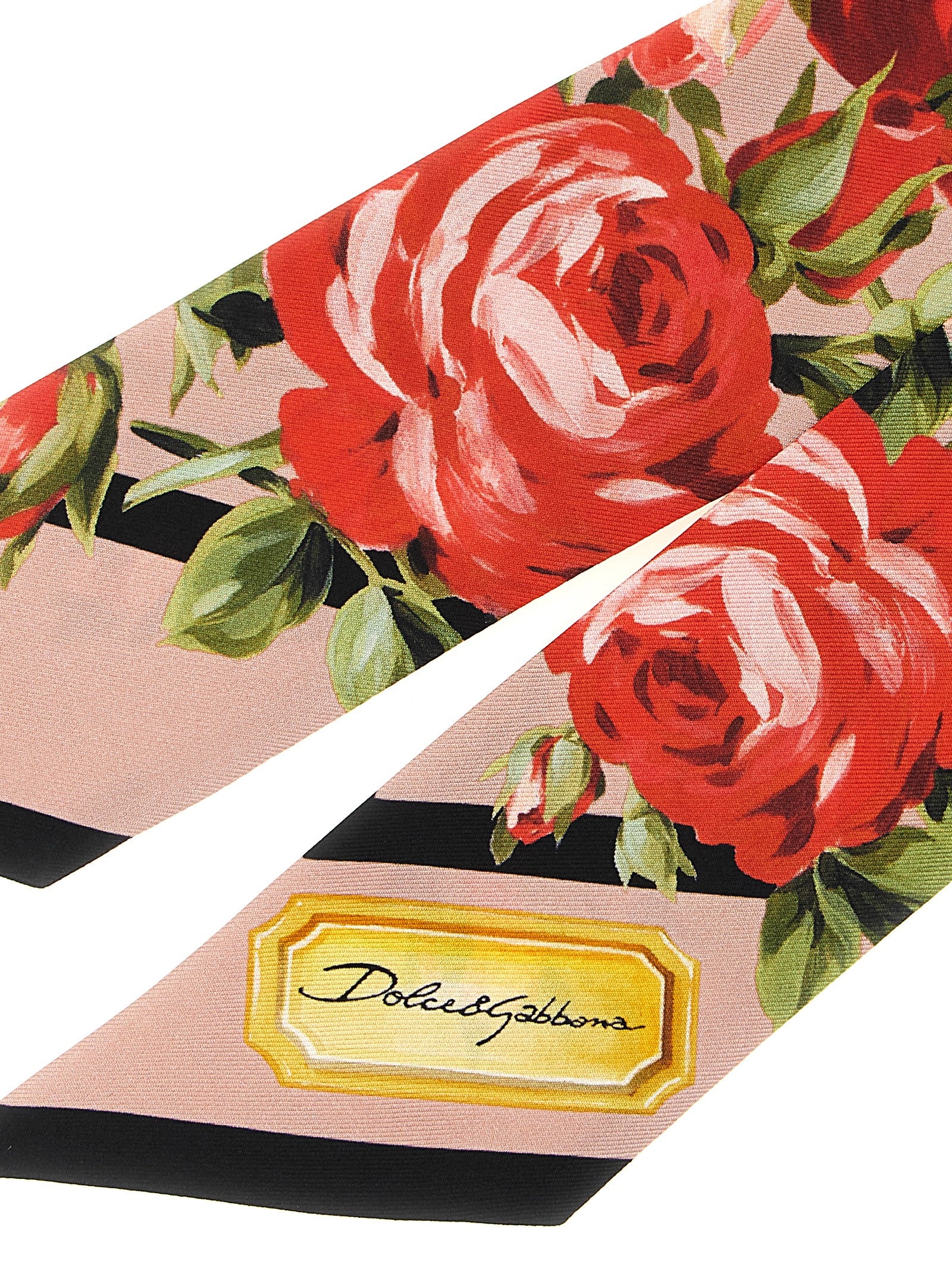 Dolce & Gabbana Rose Bouquet-Print Silk Twill Bandeau Scarf