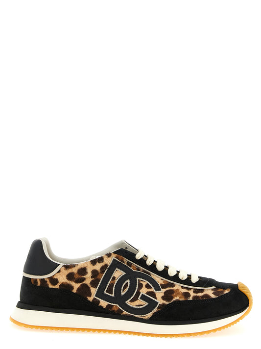 Dolce & Gabbana DG Leopard Print Calfskin Low Top Sneakers