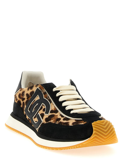 Dolce & Gabbana DG Leopard Print Calfskin Low Top Sneakers