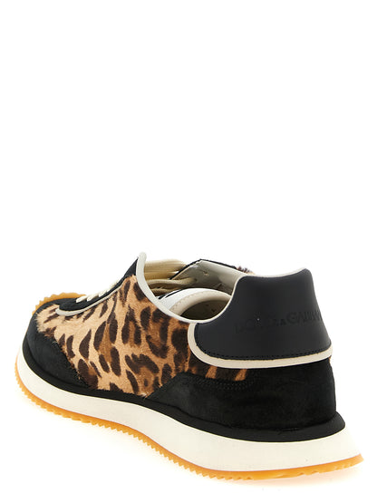 Dolce & Gabbana DG Leopard Print Calfskin Low Top Sneakers